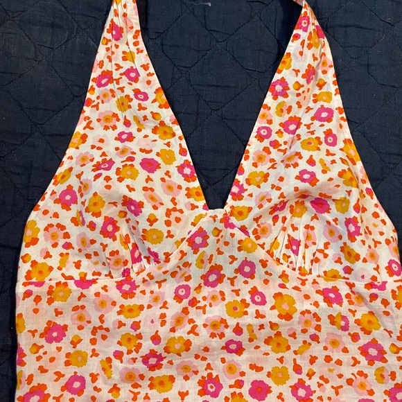 Nordstrom BP White Sally Retro Floral Halter Top - Picture 1 of 3